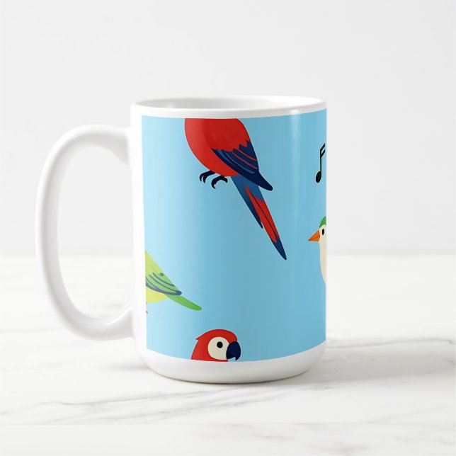 Colorful Tropical Birds Pattern Kaffemugg (Vänster)