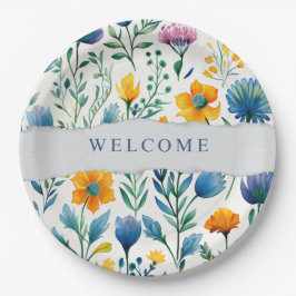 Colorful Tropical Floral Watercolor Welcome Paper 