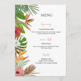 Colorful Tropical Floral  Wedding Menu Meny