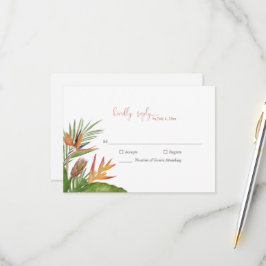 Colorful Tropical Floral Wedding RSVP OSA Kort