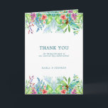 Colorful Tropical Flowers Border Tack Kort<br><div class="desc">Express your gratitude to your wedding guests with our personalized thank you cards adorned with vibrant watercolors,  tropical blooms,  and a chic border set against a serene white and blue backdrop.</div>