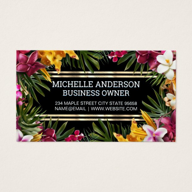 Colorful Tropical Flowers Visitkort (Framsidan)