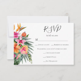 Colorful Tropical Flowers Wedding Meal Choice OSA Kort