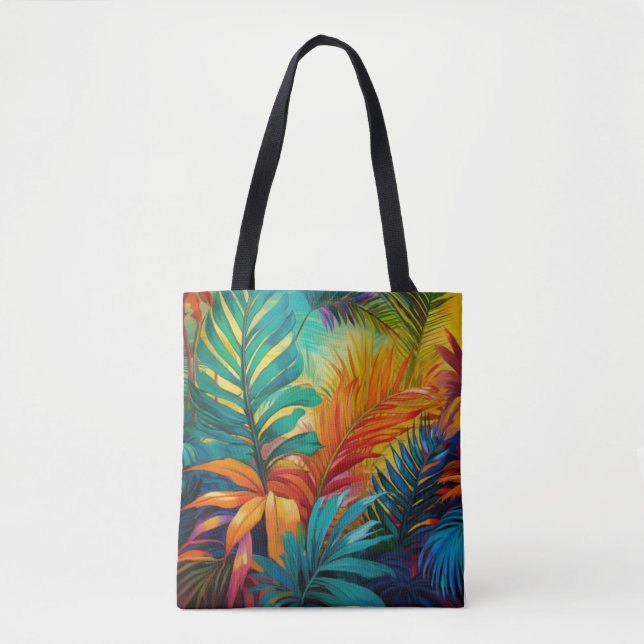 Colorful Tropical Jungle Löv Tygkasse (Framsida)