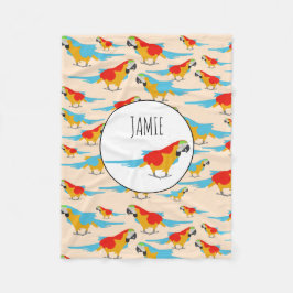 Colorful Tropical Macaw Mönster Fleecefilt