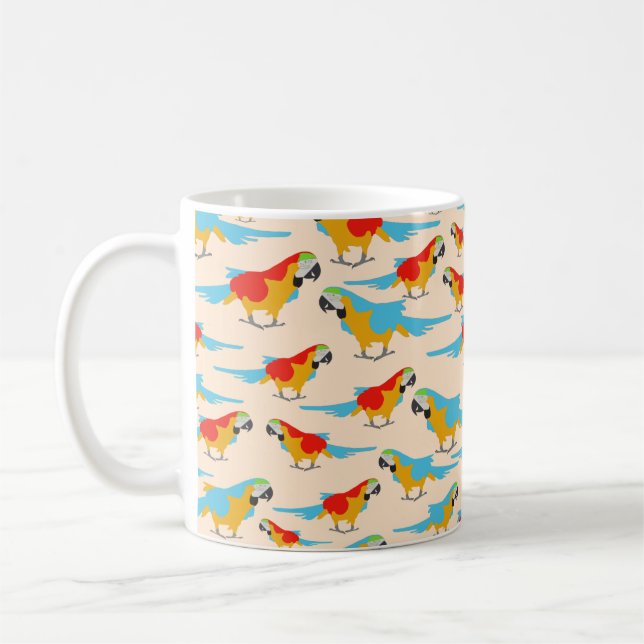 Colorful Tropical Macaw Mönster Kaffemugg (Vänster)
