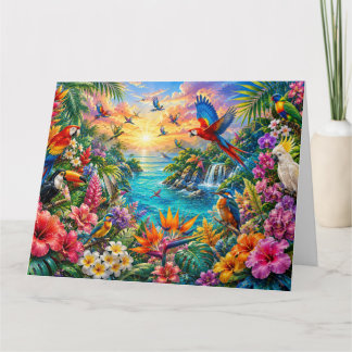 Colorful Tropical Paradise Exotic Birds & Flowers Kort