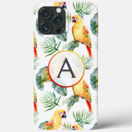 Colorful Tropical Parrot Mönster & Monogram