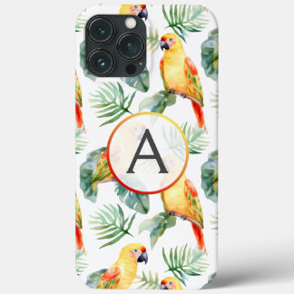 Colorful Tropical Parrot Mönster & Monogram