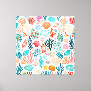 Colorful Tropical Summer Coral Seashell Canvastryck