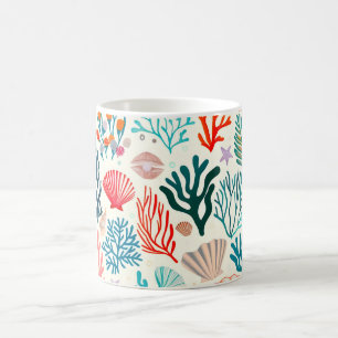 Colorful Tropical Summer Coral Seashell Kaffemugg