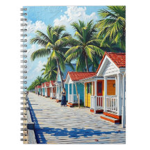 Colorful Tropical Vibrant Beach Huts