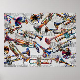 Colorful Trumpet Poster Art av Juleez, Trumpet Art