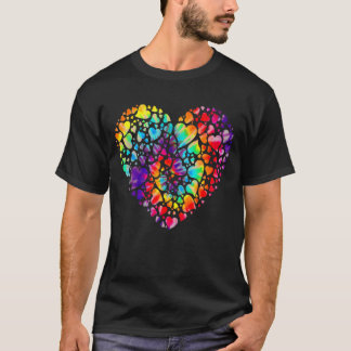 Colorful Tye Dye Die Tie Heart Valentine Day T Shirt