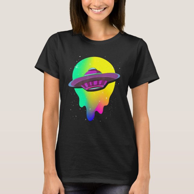 Colorful Ufo Believer Science fiction Alien Abduct T Shirt (Framsida)