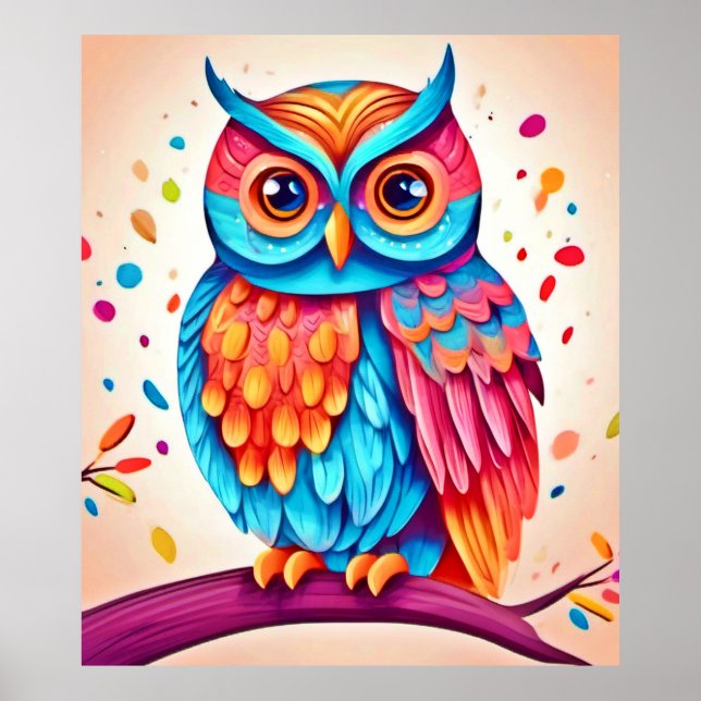 Colorful Uggla Gren Art Poster (Framsidan)