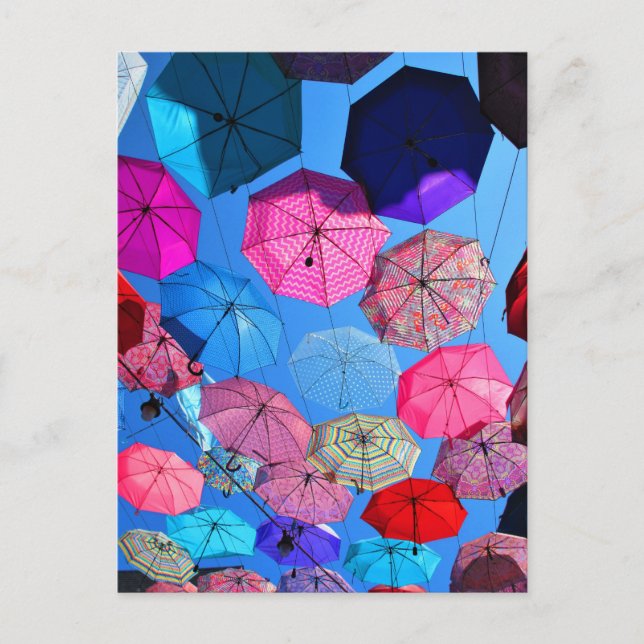 Colorful Umbrellas in Vieux Hull Québec Vykort (Framsida)