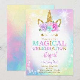 Colorful Unicorn Birthday Inbjudan