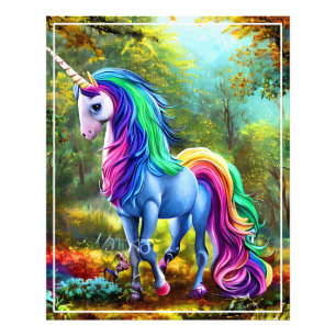 Colorful Unicorn Horse in The Forest-46567 Fototryck