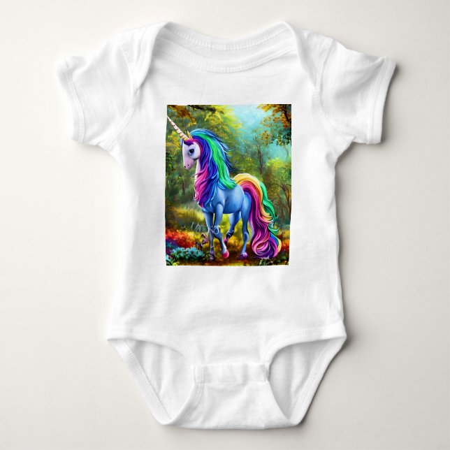 Colorful Unicorn Horse in The Forest-46567 T Shirt (Framsida)