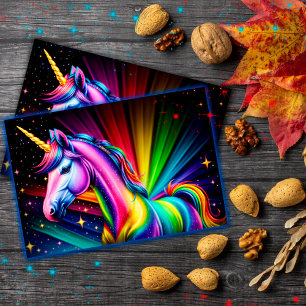Colorful Unicorn Horse Loving Snyggt Glitter Vykort