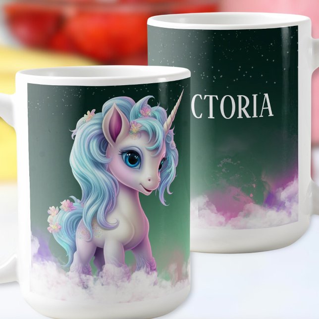 Colorful Unicorn Namn Mugg (Skapare uppladdad)
