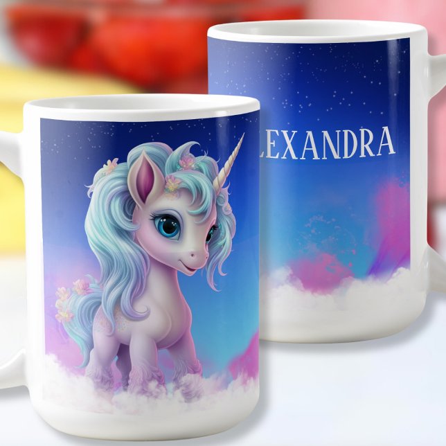 Colorful Unicorn Namn Mugg (Skapare uppladdad)