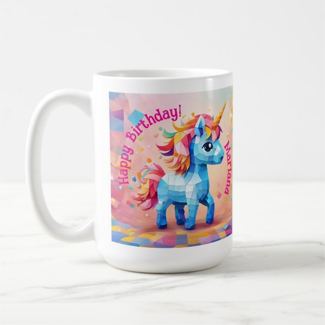 Colorful Unicorn Pinata Birthday Kaffemugg (Vänster)