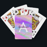 Colorful Unicorn Rainbow Guld Glitter Monogram Casinokort<br><div class="desc">Flicka och glam spelar kort med en färgstark regnbåge för enmajs och guld glitter-sparkles konetti. Anpassa med ditt eget namn i svart och ditt monogram i vitt. Du kan ändra texten färg och teckensnittet stil och storlekt med hjälp av anpassningsalternativet.</div>