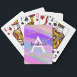 Colorful Unicorn Rainbow Guld Glitter Monogram Casinokort<br><div class="desc">Flicka och glam spelar kort med en färgstark regnbåge för enmajs och guld glitter-sparkles konetti. Anpassa med ditt eget namn i svart och ditt monogram i vitt. Du kan ändra texten färg och teckensnittet stil och storlekt med hjälp av anpassningsalternativet.</div>