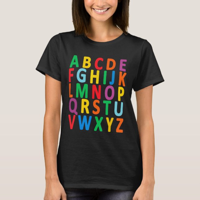 Colorful Uppercase Brev AlphabetLär Abc Boy T Shirt (Framsida)