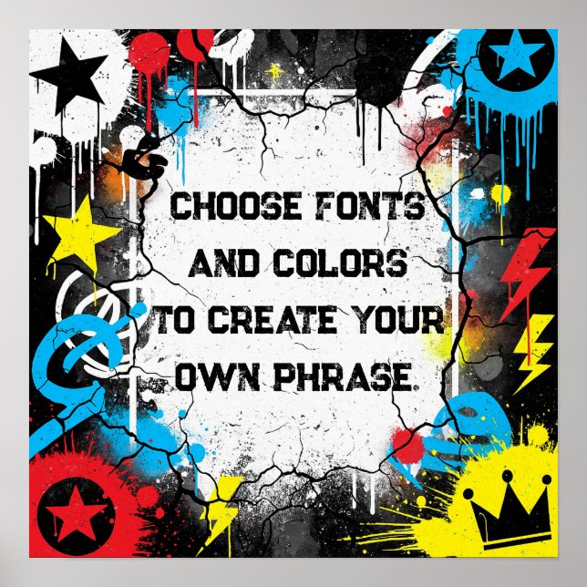 Colorful Urban Graffiti Anpassningsbar Quote Poster (Framsidan)