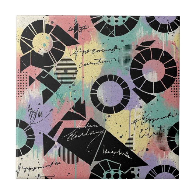 Colorful Urban Graffiti Pattern (10) Kakelplatta (Framsidan)