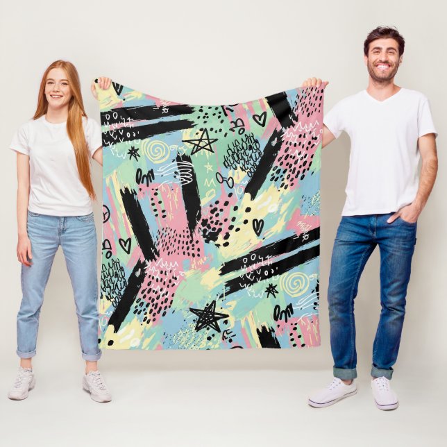 Colorful Urban Graffiti Pattern (12) Fleecefilt (På plats)