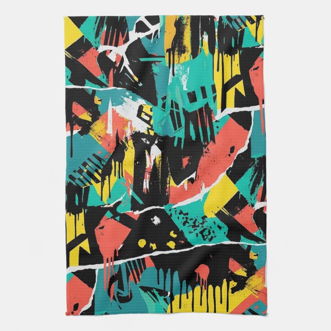 Colorful Urban Graffiti Pattern (13) Kökshandduk (Vertikal)