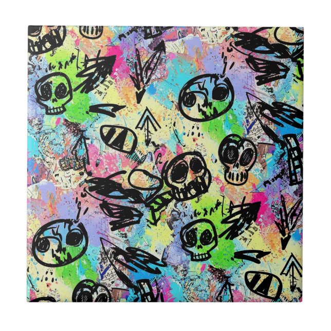 Colorful Urban Graffiti Pattern (1) Kakelplatta (Framsidan)