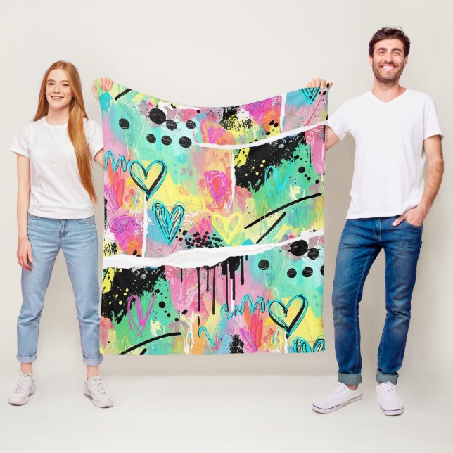 Colorful Urban Graffiti Pattern (7) Fleecefilt (På plats)