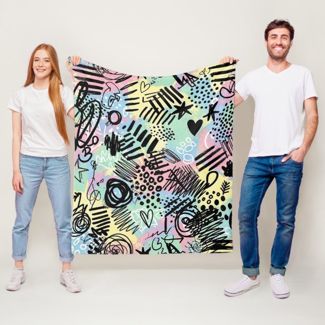 Colorful Urban Graffiti Pattern (9) Fleecefilt (På plats)