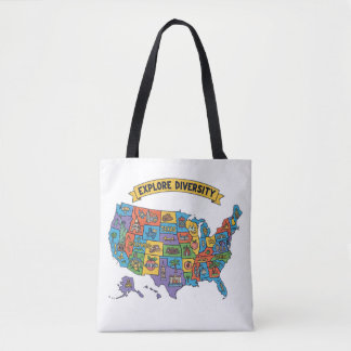 Colorful USA Karta for Travelers - Explore Diversi Tygkasse