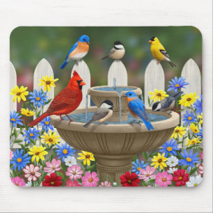 Colorful Vår Garden Bird Bath Musmatta