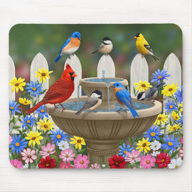 Colorful Vår Garden Bird Bath Musmatta (Framsidan)