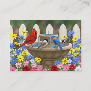 Colorful Vår Garden Bird Bath Visitkort