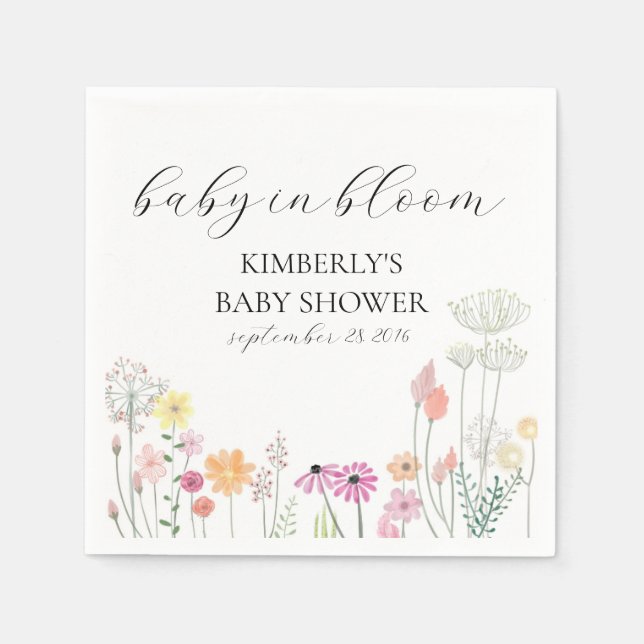 Colorful Vår Wildblombabydusch Pappersservett (Framsidan)