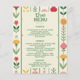 Colorful Vår Wildblomsgädden Garden Wedd Menu