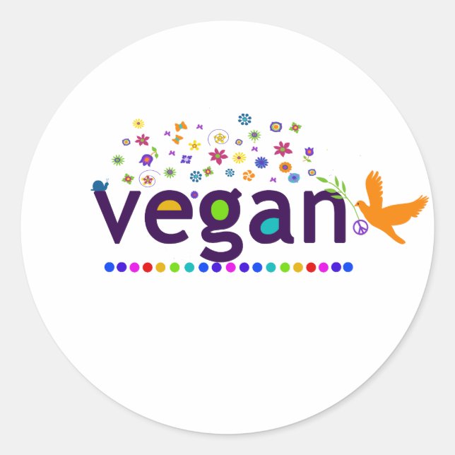 Colorful Vegan Runt Klistermärke (Framsida)