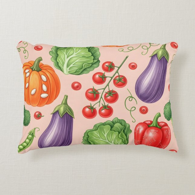 Colorful Vegetable Pattern Illustration Prydnadskudde (Framsidan)
