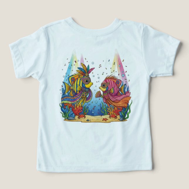 Colorful Venetian Masquerade Fish Ocean Party Shir T Shirt (Design Baksida)