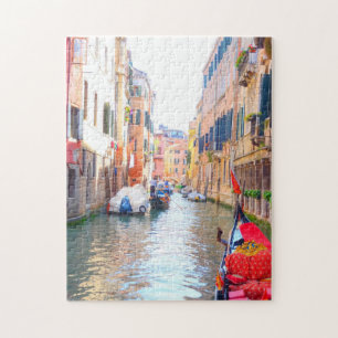 Colorful Venice Canal & gondola, Venezia Italien Pussel