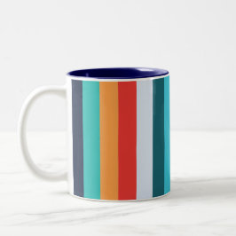 Colorful Vertical Retro Stripes Två-Tonad Mugg