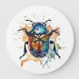 colorful vibrant scarab in water color stor klocka